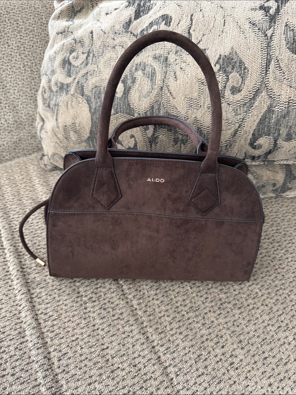 ALDO Chocolate Brown Suede Satchel Handbag